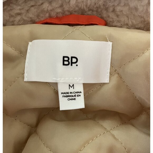 BP. Nordstrom Juniors Faux Shearling Boxy Bomber Teddy Jacket Beige Burnt Sz Med - Picture 7 of 8